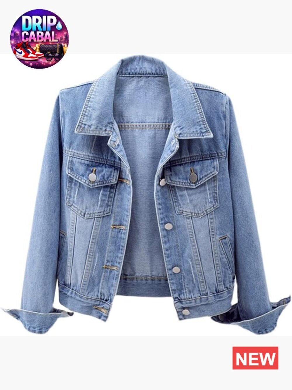 Casual Distressed Ripped Denim Jacket with Pockets